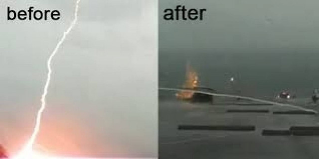 Βίντεο-ΣΟΚ: Η στιγμή που κεραυνός χτυπάει ένα αυτοκίνητο