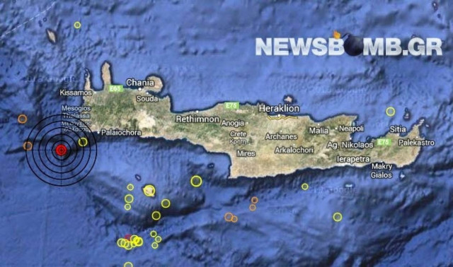 Σεισμός 4,1 Ρίχτερ νοτιοδυτικά των Χανίων