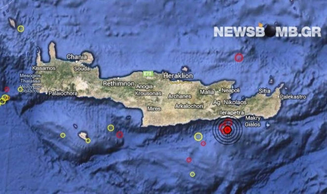 Σεισμός 3,1 Ρίχτερ νότια της Ιεράπετρας