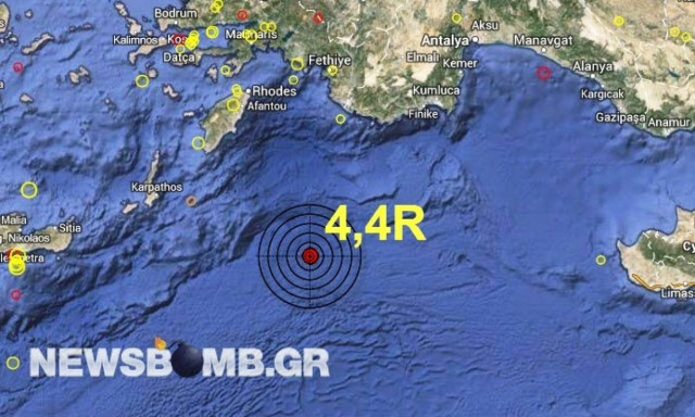 Σεισμός 4,4 Ρίχτερ μεταξύ Κρήτης και Κύπρου