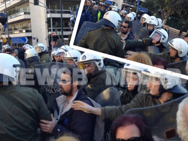 Ένταση μεταξύ ΜΑΤ και σχολικών φυλάκων