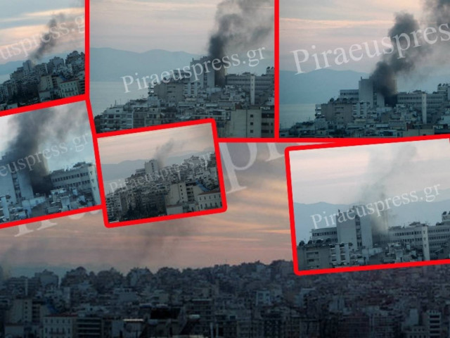 Η φωτιά στο «Μεταξά» όπως φάνηκε από το Πασαλιμάνι