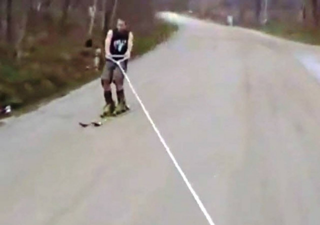 Ξεχάστε το θαλάσσιο σκι... Ήρθε το σκι του δρόμου! (βίντεο)