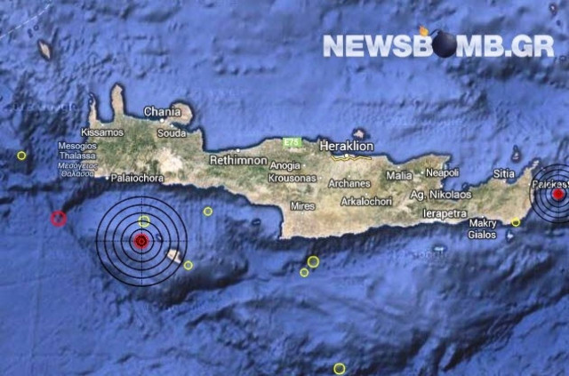 Σεισμοί 3,5 Ρίχτερ νότια των Χανίων - 3,2 Ρίχτερ ανατολικά της Σητείας
