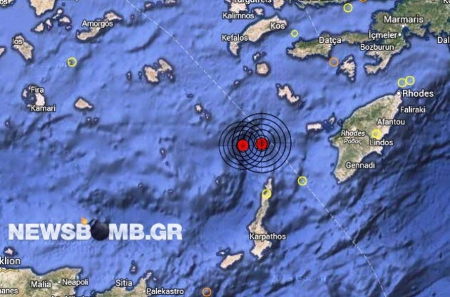 Διπλός σεισμός 3,5 και 3,2 Ρίχτερ στα Δωδεκάνησα