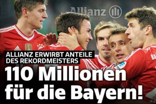 Μπάγερν Μονάχου: 110 εκατομμύρια ευρώ από την Αλιάνζ
