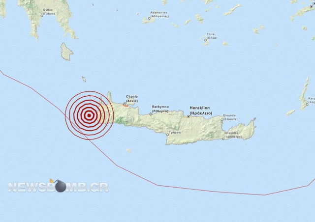 Σεισμός 3,7 Ρίχτερ δυτικά της Κρήτης