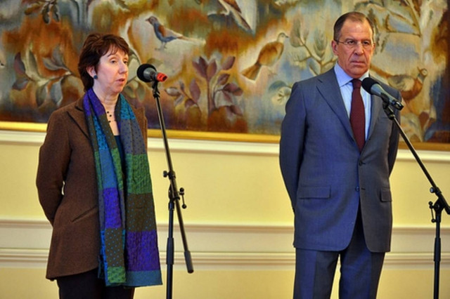 Catherine Ashton will meet with Sergey Lavrov Tuesday in Madrid