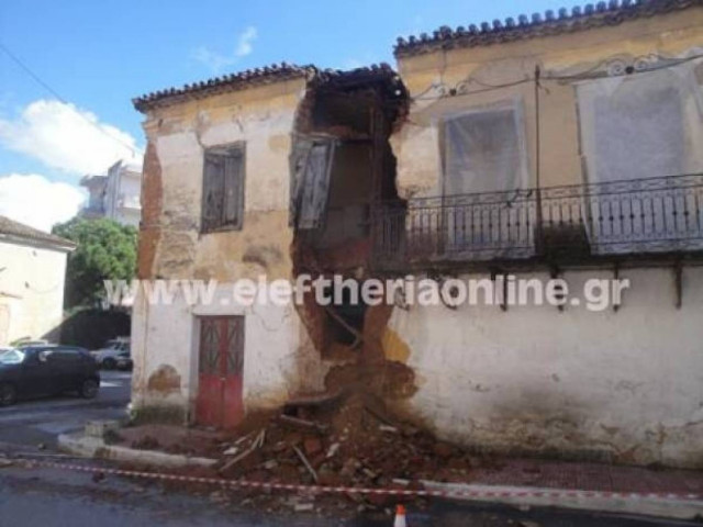Παλιό οίκημα κατέρρευσε από τη βροχή στη Μεσσήνη