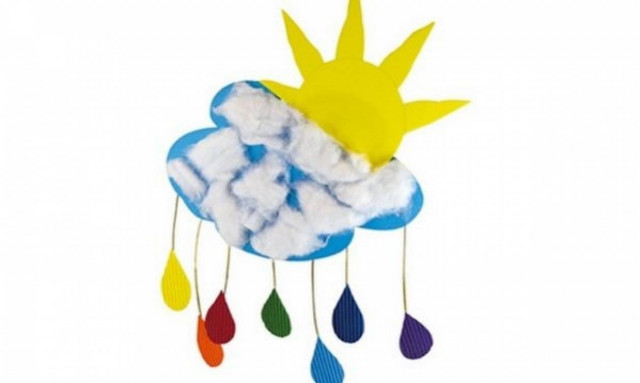 Κατασκευάζουμε διακοσμητικό σύννεφο με πολύχρωμη βροχή
