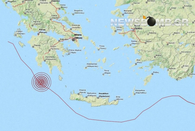 Σεισμός 3,3 Ρίχτερ νότια της Πελοποννήσου