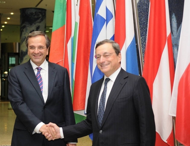 Η οικονομία στο επίκεντρο των συναντήσεων Σαμαρά με Ντράγκι - Γιουνκέρ