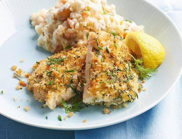 Μπακαλιάρος με τραγανή κρούστα με μυρωδικά