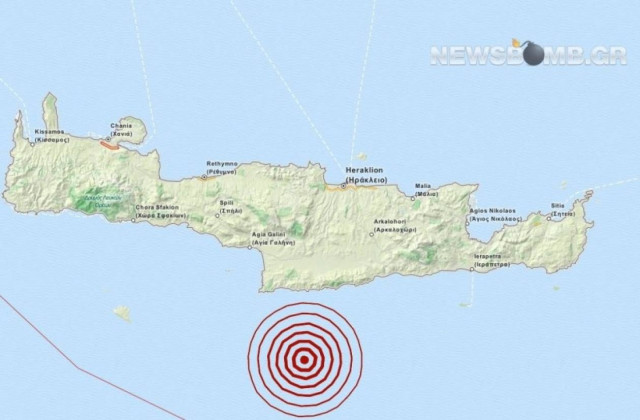 Σεισμός 3,1 Ρίχτερ νότια της Κρήτης