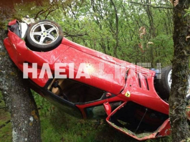 Ferrari stuck between trees! (pics)