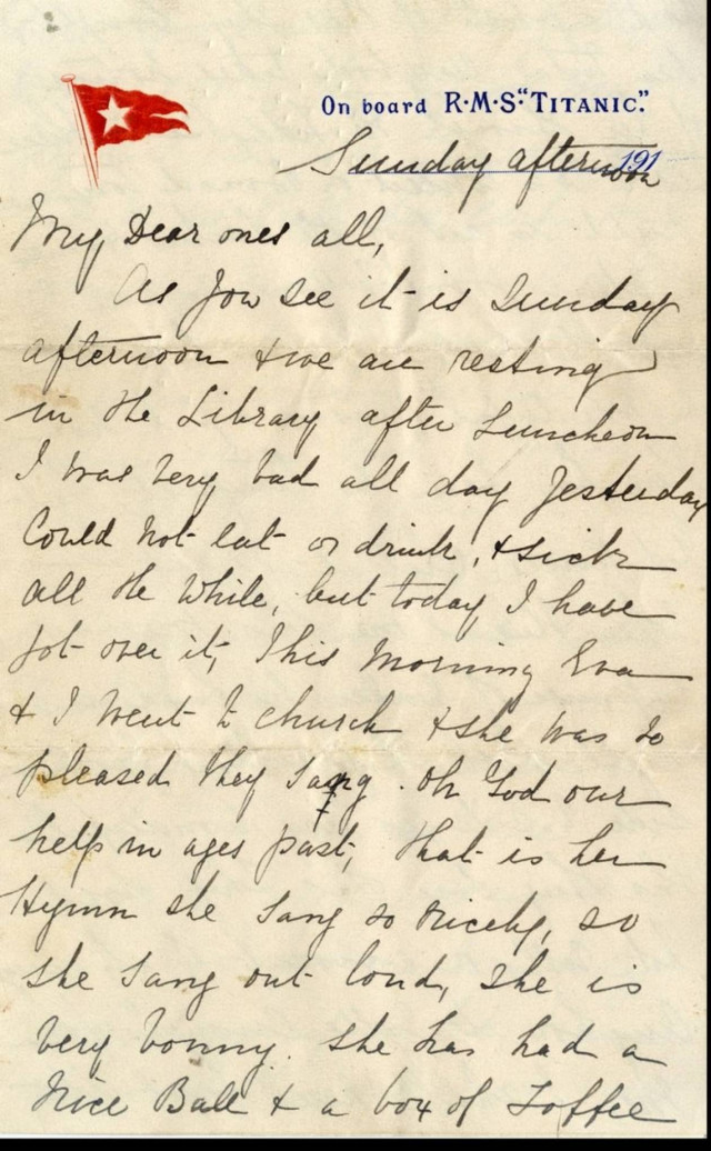 Δημοπρατήθηκε επιστολή γραμμένη στον Τιτανικό το βράδυ του ναυαγίου