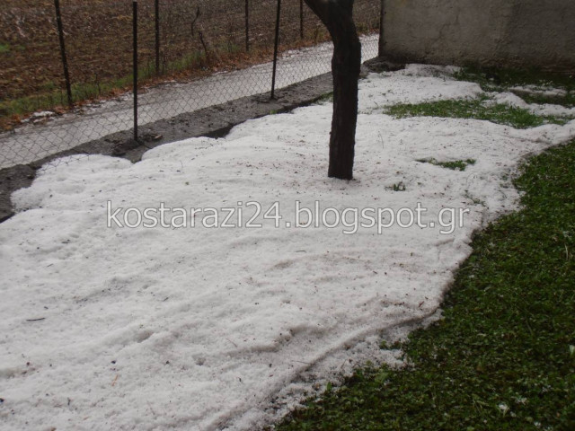 Καστοριά: Λευκό τοπίο από χαλάζι στο Κωσταράζι