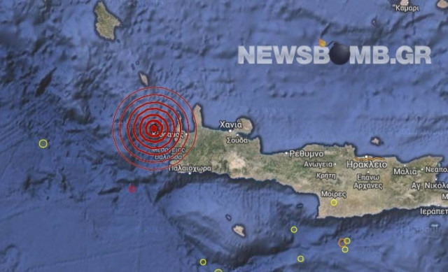 Σεισμός 3,1 Ρίχτερ δυτικά της Κρήτης