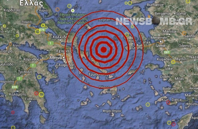 Σεισμός 4,8 Ρίχτερ βόρεια της Άνδρου