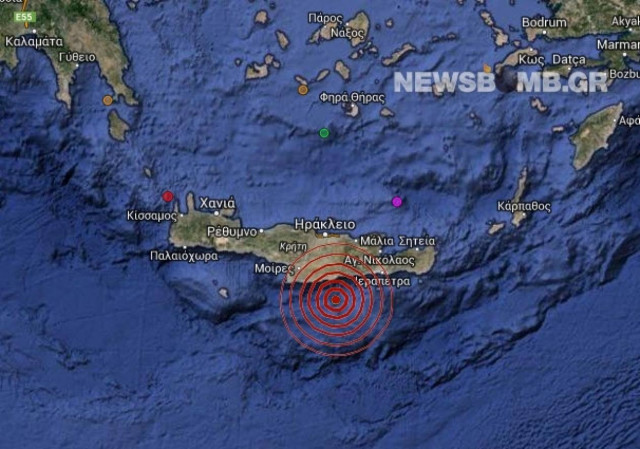 Σεισμός 3,3 Ρίχτερ νότια της Κρήτης