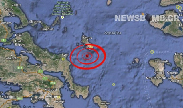 Σεισμός 3,2 Ρίχτερ νότια της Σκύρου