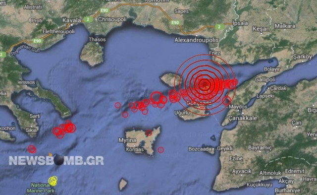 Μετασεισμός 4,3 Ρίχτερ ανατολικά της Σαμοθράκης