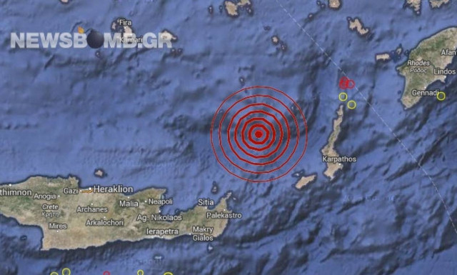 Σεισμός 3,1 Ρίχτερ δυτικά της Καρπάθου
