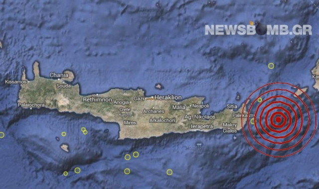 Σεισμός 3,3 Ρίχτερ ανατολικά της Κρήτης