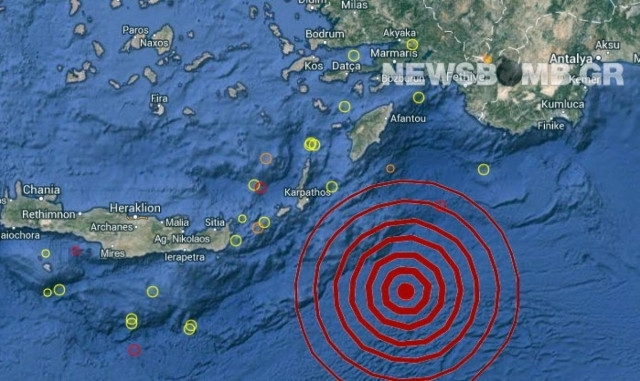 Σεισμός 5,3 Ρίχτερ νοτιοανατολικά της Καρπάθου