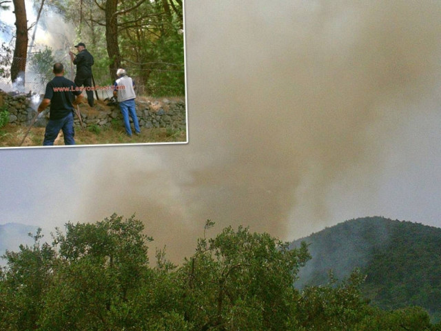 Μεγάλη πυρκαγιά στην Αγία Μαρίνα Μυτιλήνης (pics+vid)