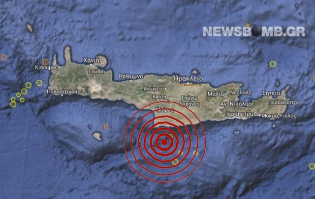 Σεισμός 3,4 Ρίχτερ νότια της Κρήτης