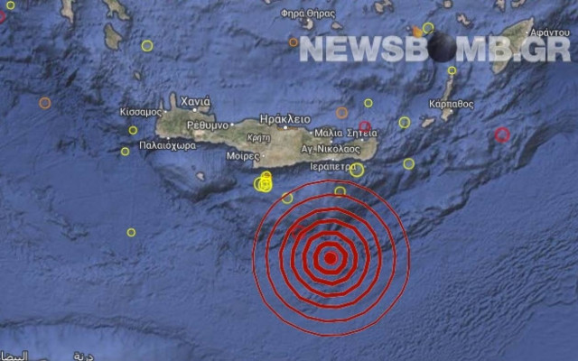 Σεισμός 4,3 Ρίχτερ νότια της Κρήτης