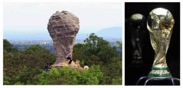 Μουντιάλ 2014: Βράχος... φτυστός με το τρόπαιο του Παγκοσμίου Κυπέλλου! (pics)