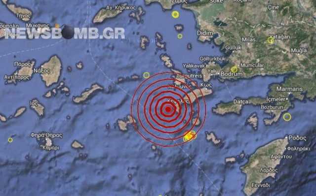 Σεισμός 3,5 Ρίχτερ δυτικά της Κω