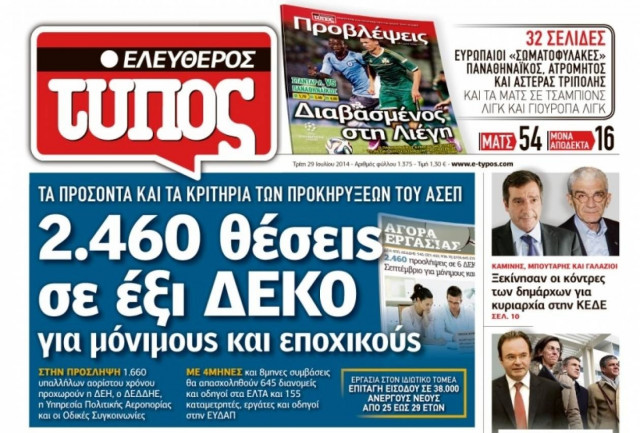 Δύσκολη η κατάσταση στον «Ελεύθερο Τύπο»
