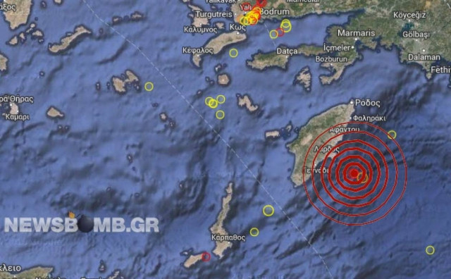 Σεισμός 3,8 Ρίχτερ νότια της Ρόδου