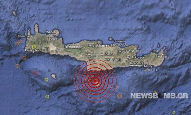 Σεισμός 3,6 Ρίχτερ νότια της Κρήτης