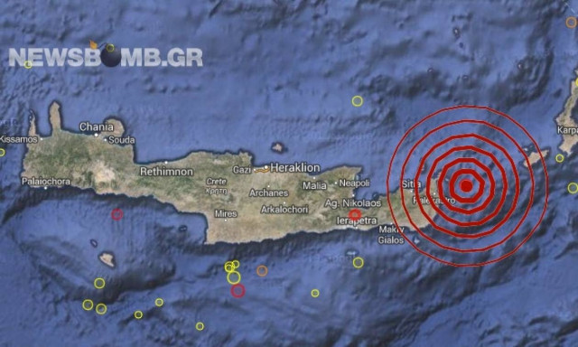 Σεισμός 3,6 Ρίχτερ ανατολικά της Σητείας