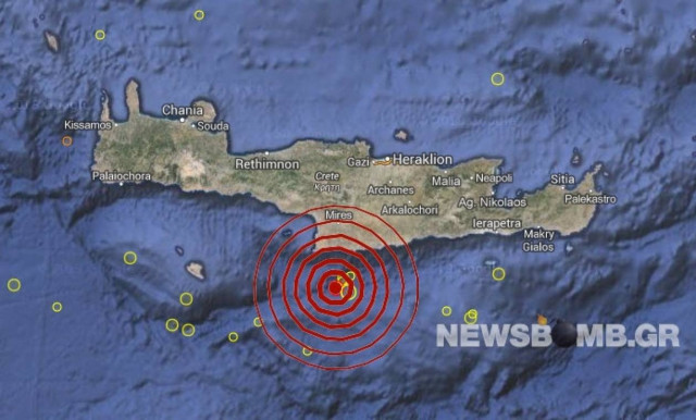 Σεισμός 3,7 Ρίχτερ νότια της Κρήτης