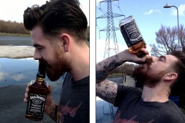 Βρετανός ήπιε «άσπρο πάτο» ένα ολόκληρο μπουκάλι ουίσκι! (video)