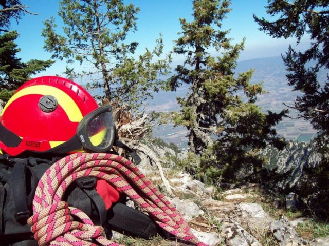 Λαμία: Επιχείρηση απεγκλωβισμού σκύλου που έπεσε σε χαράδρα (pics)