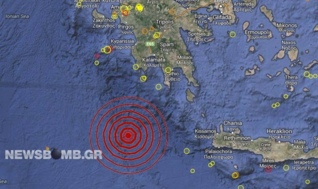 Ισχυρός σεισμός νότια της Πελοποννήσου