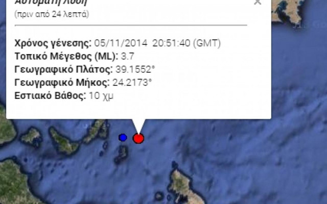 Σεισμός 3,7 Ρίχτερ στην Αλόννησο