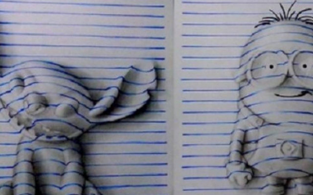 Τρισδιάστατα σκίτσα σε μια λευκή κόλλα χαρτί!