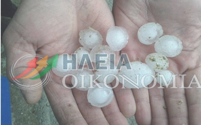 Καιρός: Έντονη χαλαζόπτωση στην Ηλεία (pics)