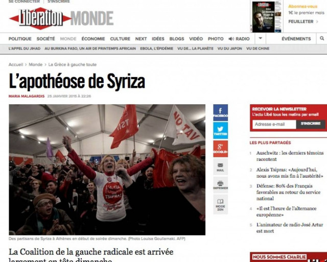 Αποτελέσματα εκλογών - Liberation: Η αποθέωση του ΣΥΡΙΖΑ