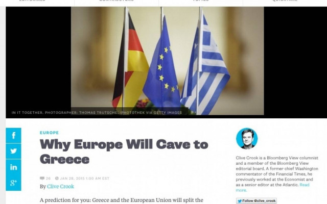 Bloomberg: Γιατί η Ευρώπη θα τα βρει με την Ελλάδα