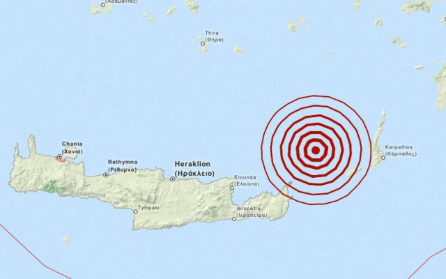 Σεισμός 3,8 Ρίχτερ δυτικά της Καρπάθου