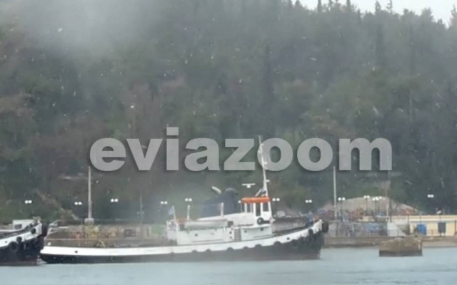 Εύβοια: Χιονίζει στην πόλη της Χαλκίδας (video)