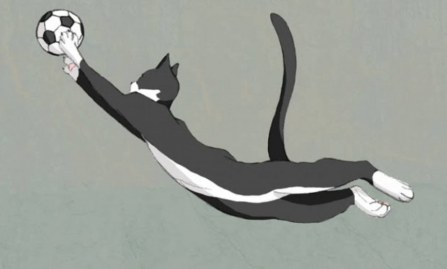 Γάτα που ξέρει να κρατάει το τέρμα (video)